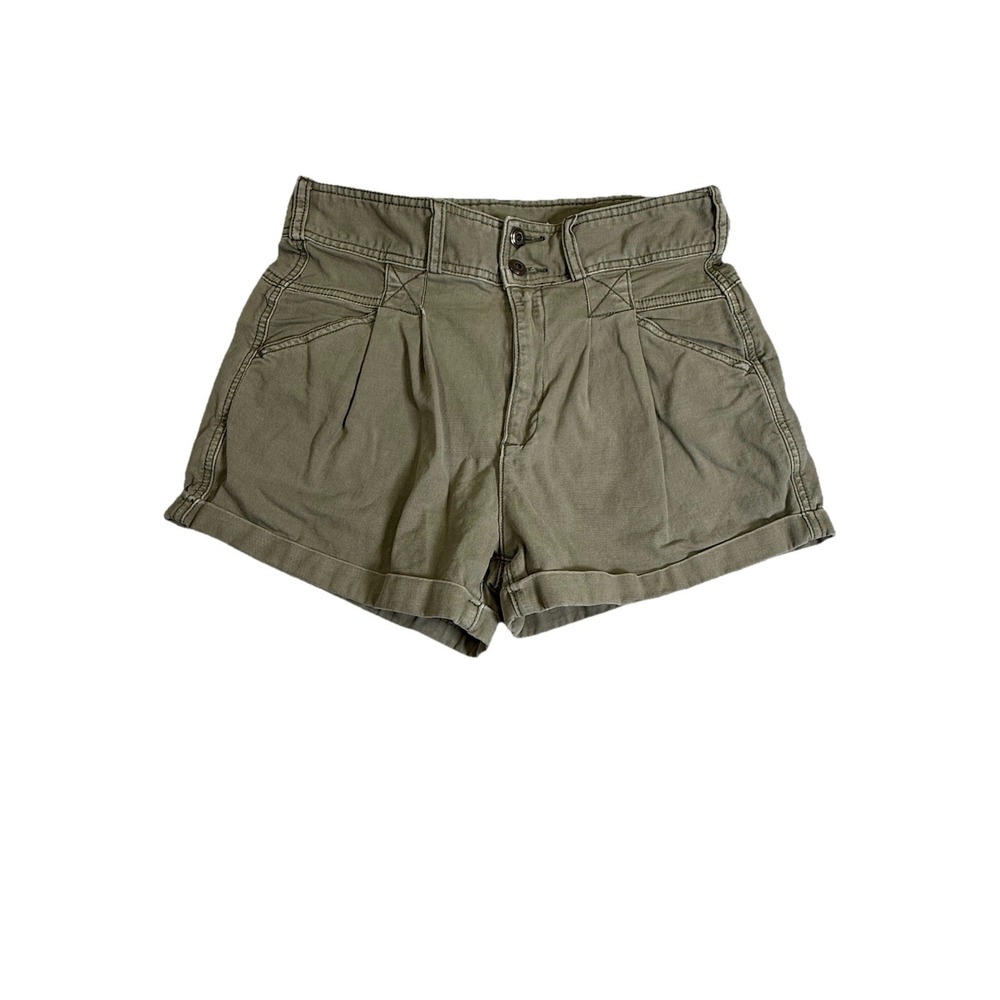 Pilcro By Anthropologie Olive Green Relaxed Pleated Shorts Women's 28 High Waist